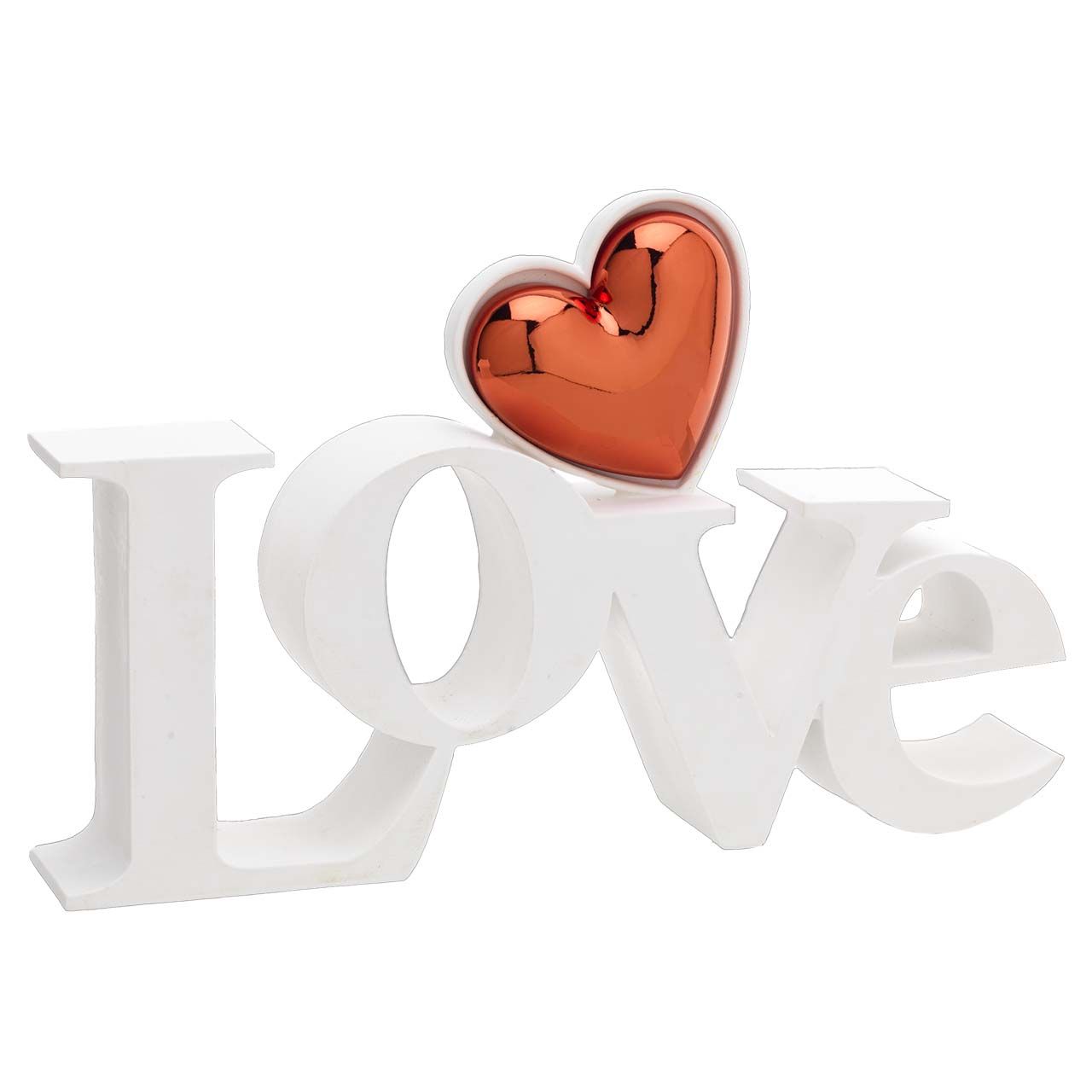 SCULTURA LOVE grande con cuore rossa 25X10,5CM